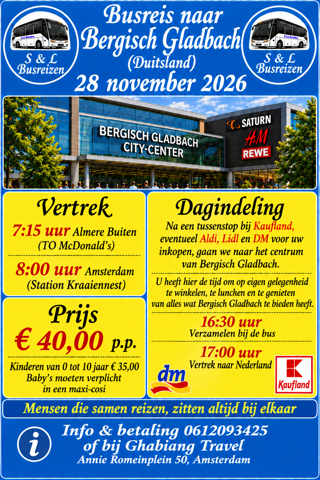 Flyer busreis Bergisch Gladbach op 28 november 2026